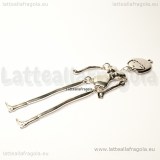 Corpo 3D bambolina in metallo argento antico con testa 102x18mm