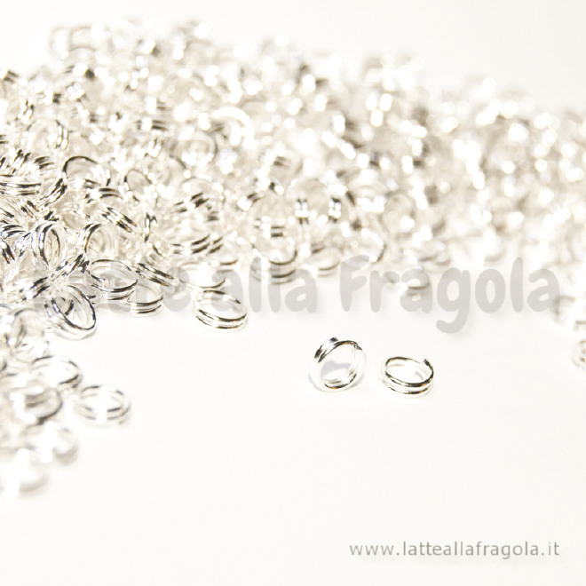 100 Anellini Brisé in metallo silver plated 4mm