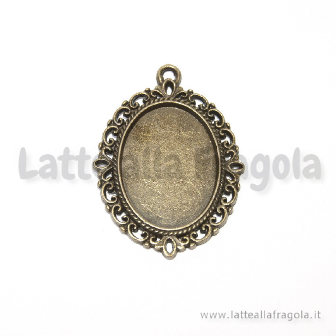 WANM Base Ovale Per Spilla O Ciondolo Fai Da Te - 30x40mm, Colore Bronzo/Antico - In Lega Di Zinco