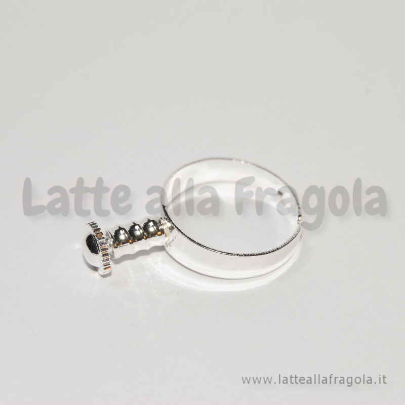 Base anello regolabile per pandora in metallo silver plated
