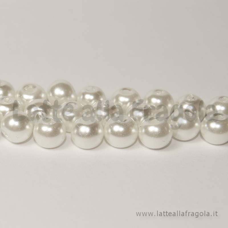 25 Perle in vetro cerato bianco 6mm