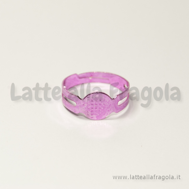 Base per anello rosa effetto metallizzato con piastra 8mm