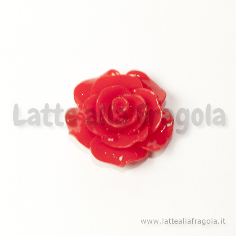 Cabochon Rosa in resina colore Rosso 19mm