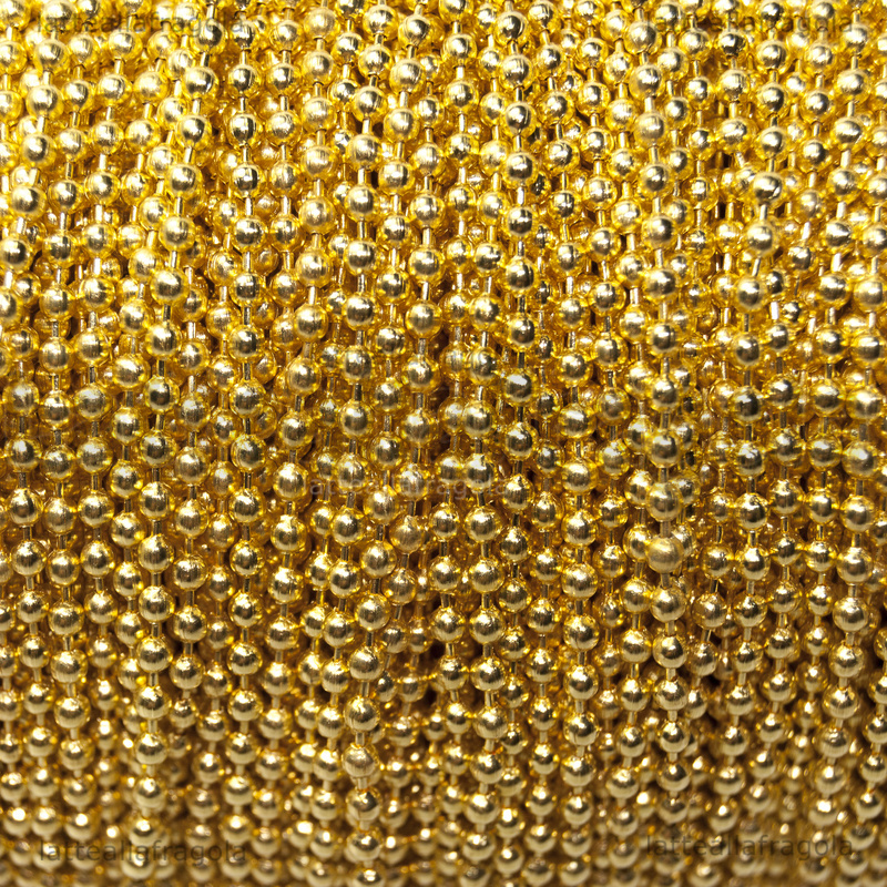 1 Metro di Catena a pallini in metallo Gold Plated  2mm