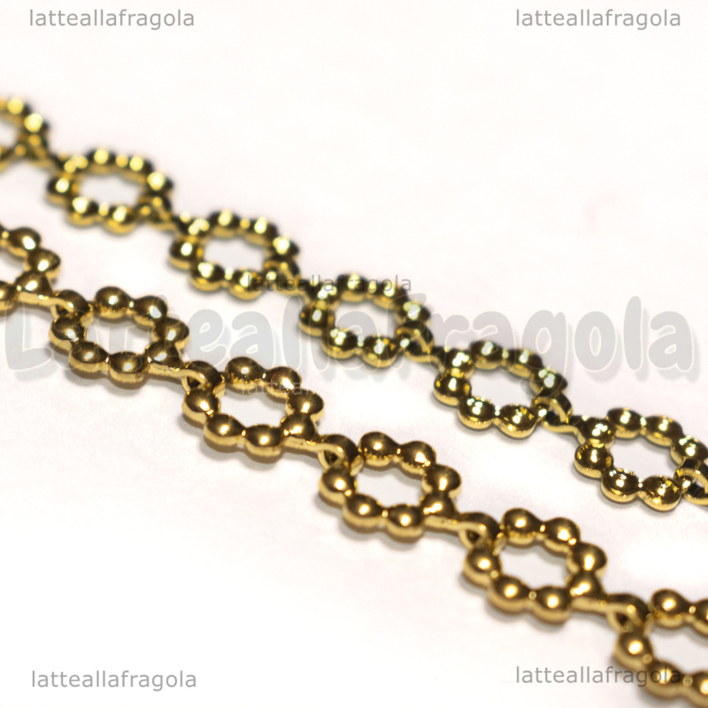 Bracciale Maglia cerchi 6mm in Acciaio Inox Dorato 19cm