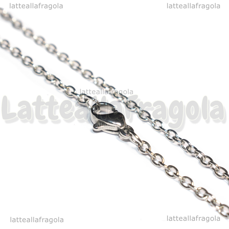 Collana in Acciaio Inox 45cm a Maglia Ovale 2.5x2mm