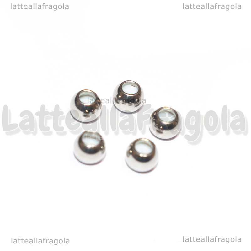 5 Sferette in Acciaio Inox interno in silicone 4x3.3mm