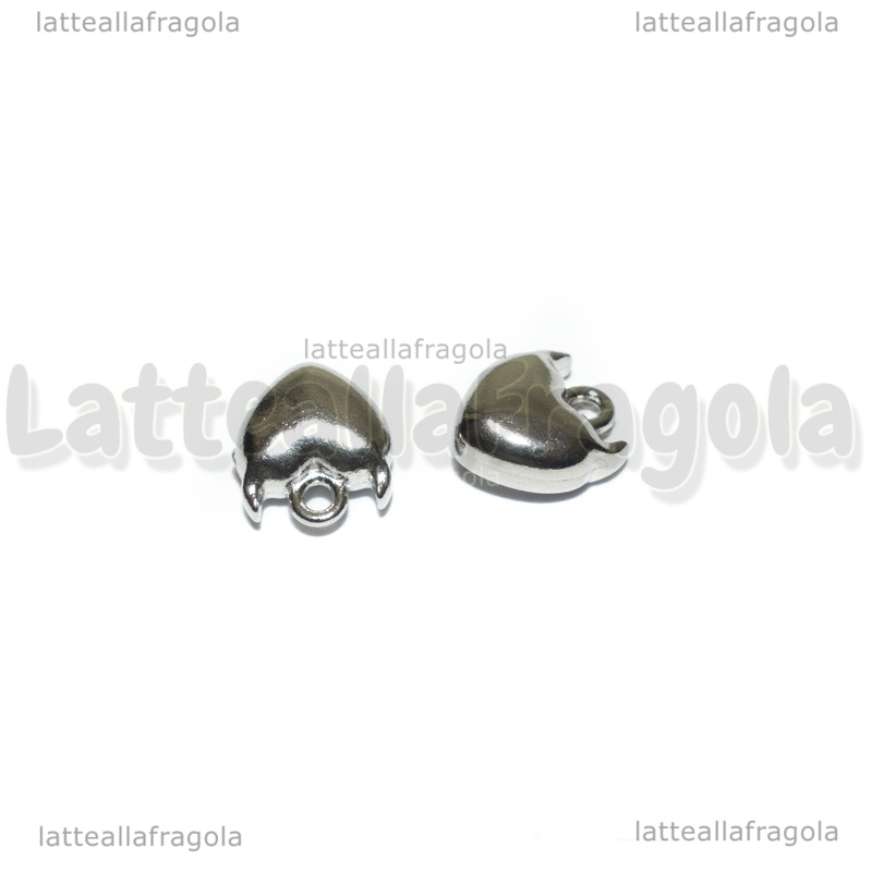 Ciondolo Cuore diavoletto 3D in Acciaio Inox 8x7x4mm