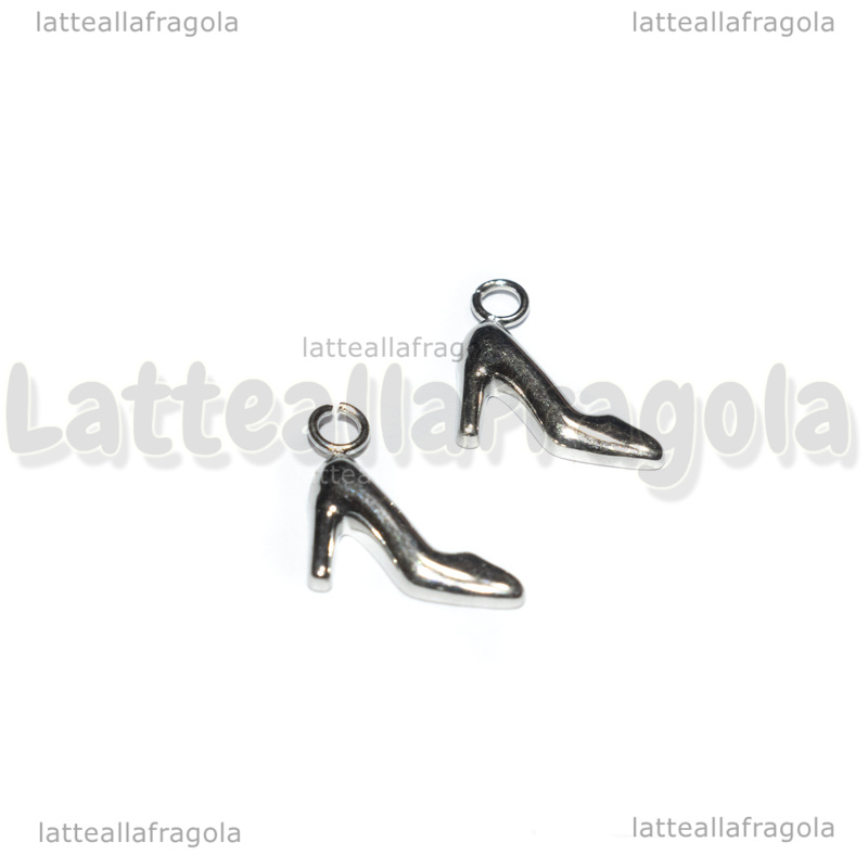Ciondolo Scarpa col Tacco in Acciaio Inox 11.5x11.5x2.5mm