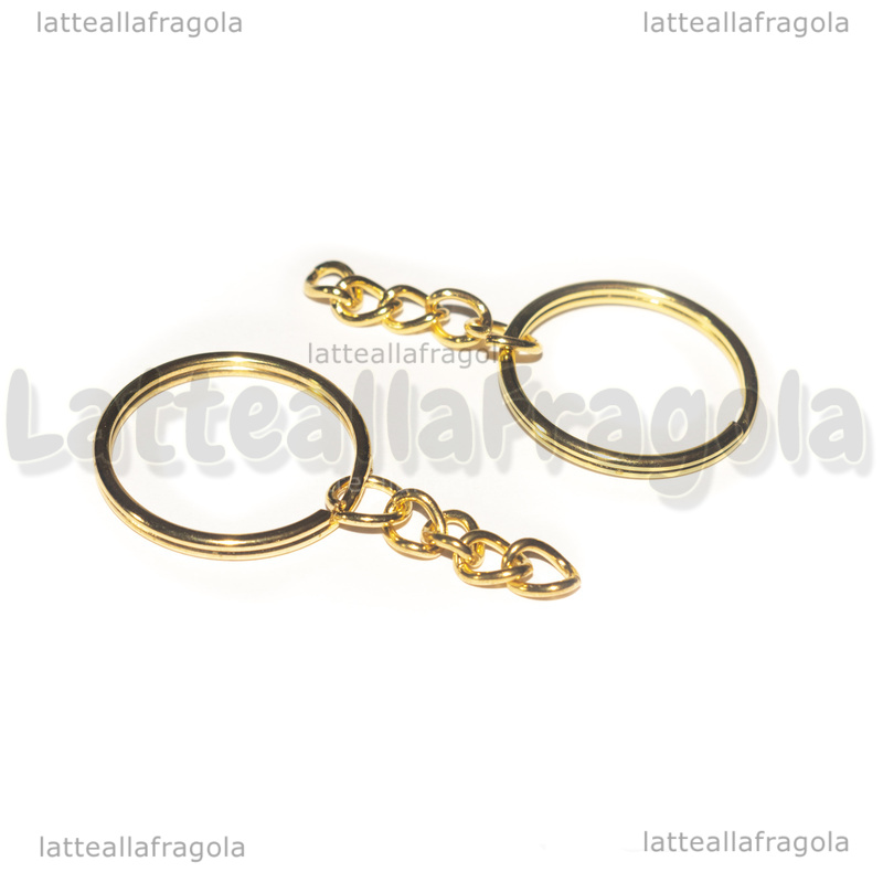 Portachiavi: Anello portachiavi 25mm con catenina in metallo dorato