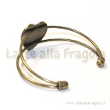 Base bracciale rigido in metallo color bronzo con base a cuore per cammeo 25mm