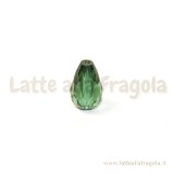 Goccia in vetro verde scuro sfaccettato 14x10mm