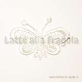 Farfalla in Macramé bianco 50x30mm
