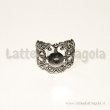 Base anello in filigrana argento antico con piattello 8mm