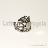 Base anello in filigrana argento antico con piattello 8mm