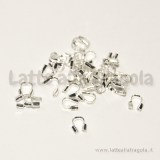 20 Coprifilo a U per cavetto in rame Silver Plated 5x5mm