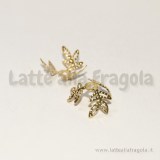 10 Coppette Copriperla Foglie filigranate n metaillo Gold Plated 14mm