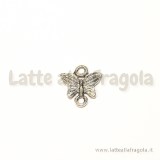 Connettore farfalla in metallo argento antico 14x14x2mm