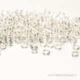 100 anellini brisé in metallo Silver Plated 4mm