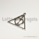 Ciondolo Doni della morte Harry Potter metallo argento antico 33x33x3mm