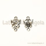 Connettore farfalla in metallo argento antico 19x12mm