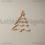 Ciondolo Bezel Albero Natale Abete in metallo oro rosa 46x37mm