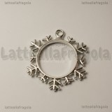 Ciondolo Bezel Fiocco di Neve in metallo argentato 38x34mm