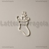 Ciondolo Calza Natalizia in metallo silver plated 36x18mm