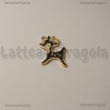 Charm Renna in metallo dorato smaltato 19.5x14mm