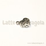 Charm 3D double-face biscotto cuore metallo argento antico 13x14mm