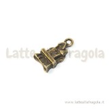 Charm castello in metallo color bronzo 20x10mm