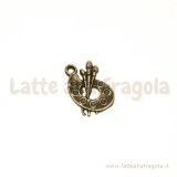 Charm tavolozza colori e pennelli in metallo color bronzo 17x12mm