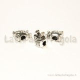 Coccinella foro largo in metallo argento antico 15x11mm