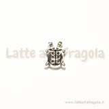 Coccinella foro largo in metallo argento antico 15x11mm