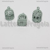 Ciondolo Gabbietta 3D in metallo smaltato azzurro 20x12mm