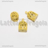 Ciondolo Gabbietta 3D in metallo smaltato giallo 20x12mm