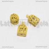 Ciondolo Gabbietta 3D in metallo smaltato giallo 20x12mm