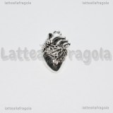 Ciondolo Cuore in metallo argento antico 26x16mm