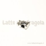 Coccinella foro largo in metallo argento antico 15x11mm