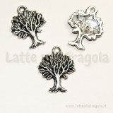 Charm Albero con Rami in metallo zincato color Argento Antico 22x17mm