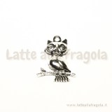 Charm civetta in metallo zincato argento antico 24x18mm