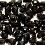 Goccia in vetro sfaccettato nero 11x8mm