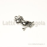 Charm civetta in metallo zincato argento antico 24x18mm