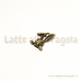 Charm faccia di coniglio e zampette in metallo color bronzo 13x9mm