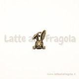 Charm faccia di coniglio e zampette in metallo color bronzo 13x9mm