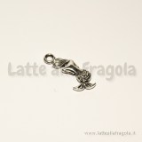 Charm sirena double-face in metallo zincato argento antico 20x8mm