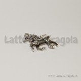 Charm unicorno in metallo zincato argento antico 23x16mm