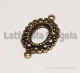 Connettore base Bronzo Antico 30x19mm adatto per cammei 14x10mm