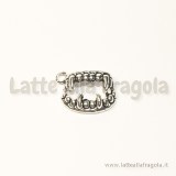 Charm denti vampiro in metallo argento antico 17x12mm