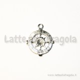 Ciondolo bussola in metallo argento antico 30x25mm